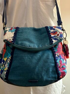 Sakroots Foldover Canvas Floral Crossbody Bag